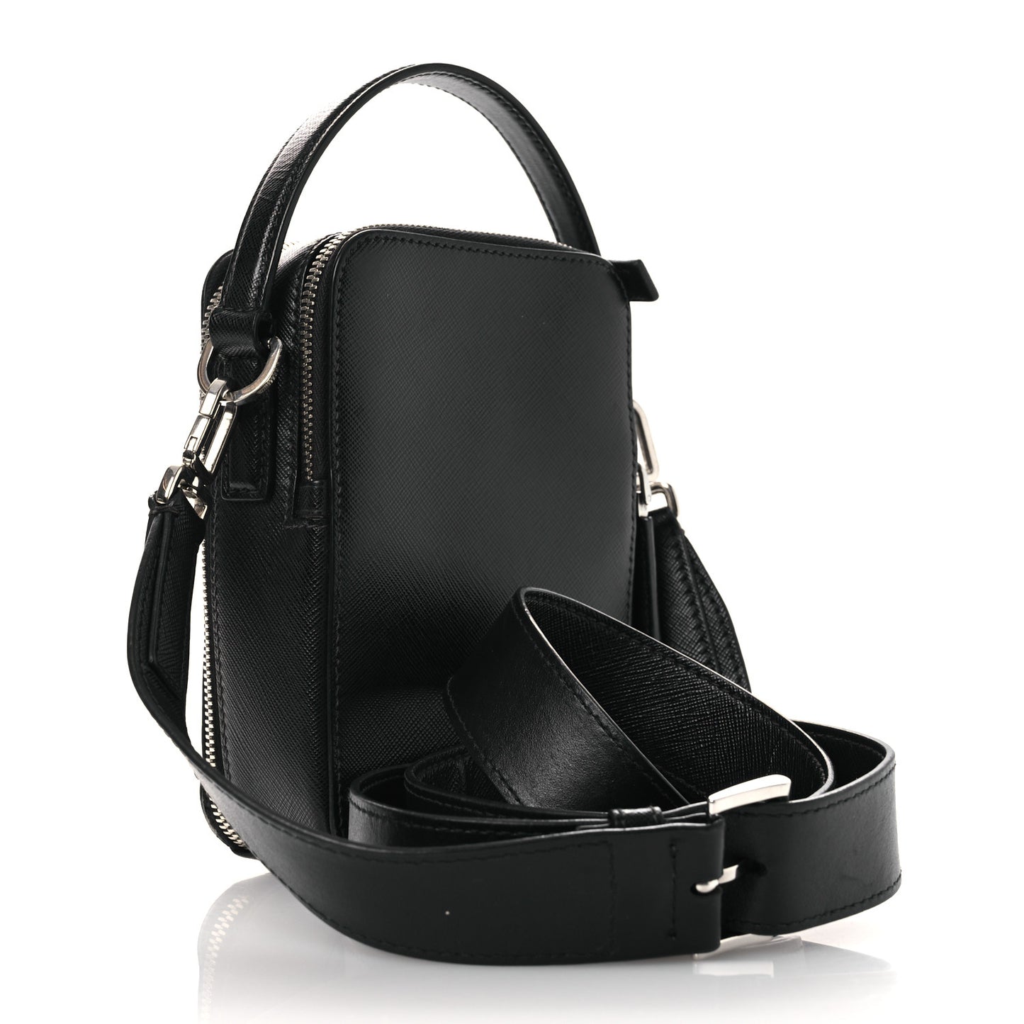 Saffiano Travel Brique Crossbody Messenger Bag  Black