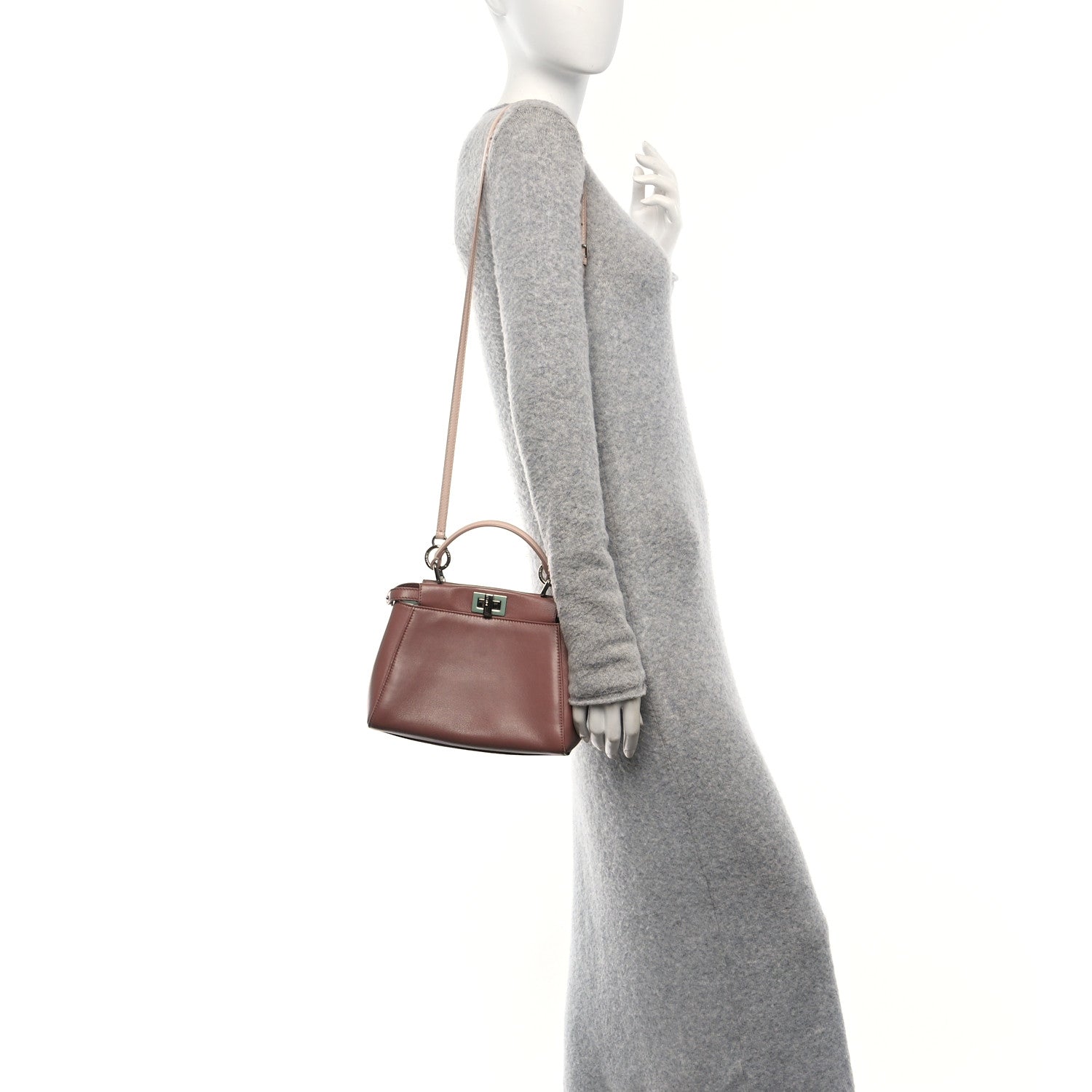 Fendi Nappa Colorblock Mini Peekaboo Iconic Satchel English Rose Plaster Oxigen 2 of 10