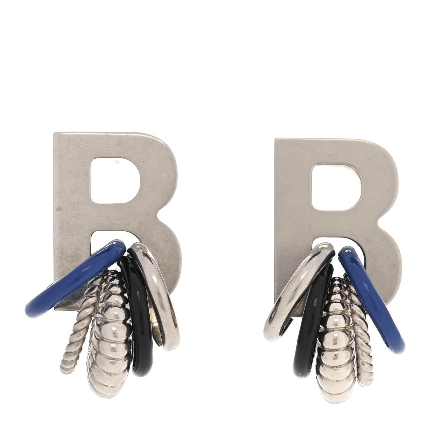 Metal B Earrings  Silver