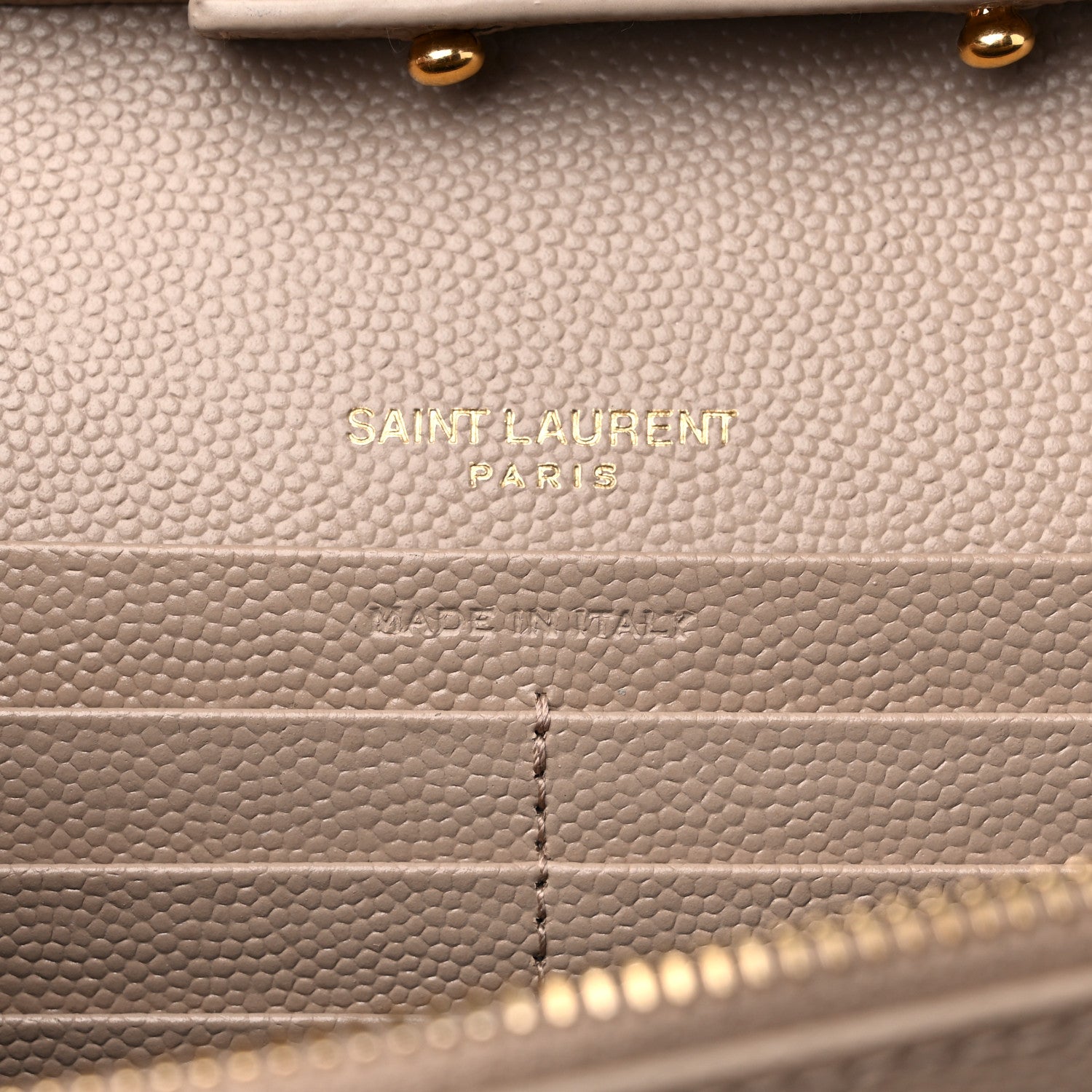 Saint Laurent Grain De Poudre Matelasse Chevron Monogram Chain Wallet Nude Powder 6 of 9