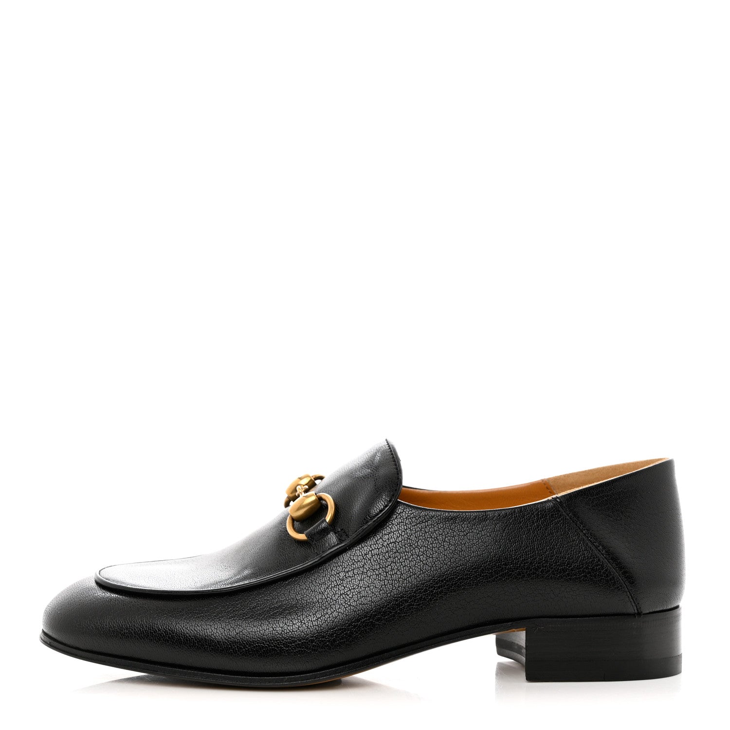 Gucci Goatskin Womens Horsebit Mid-Heel Loafers 38.5 Black 1 of 8