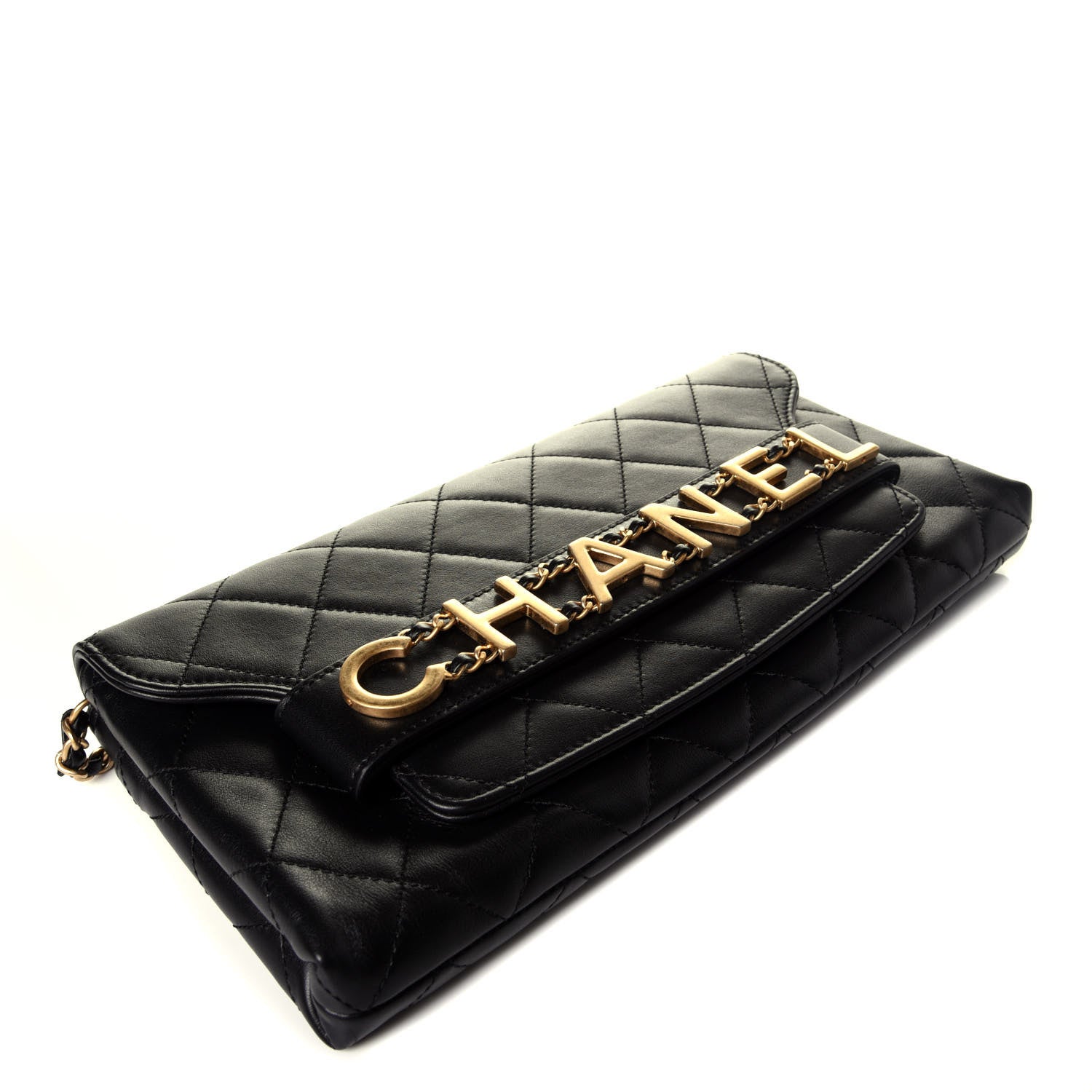 Chanel Calfskin Quilted Enchained Clutch Black 4 of 10
