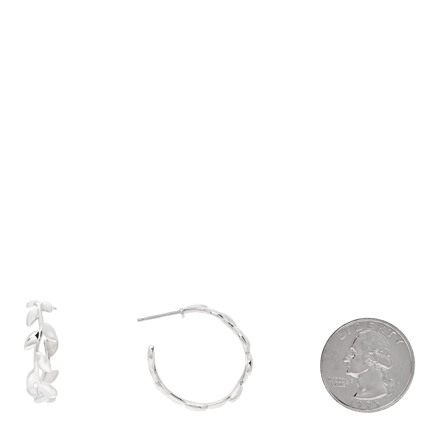 Tiffany Sterling Silver Paloma Picasso Olive Leaf Hoop Earrings 2 of 4
