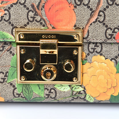 Gucci GG Supreme Monogram Tian Small Padlock Shoulder Bag Beige Multicolor New Acero 10 of 13