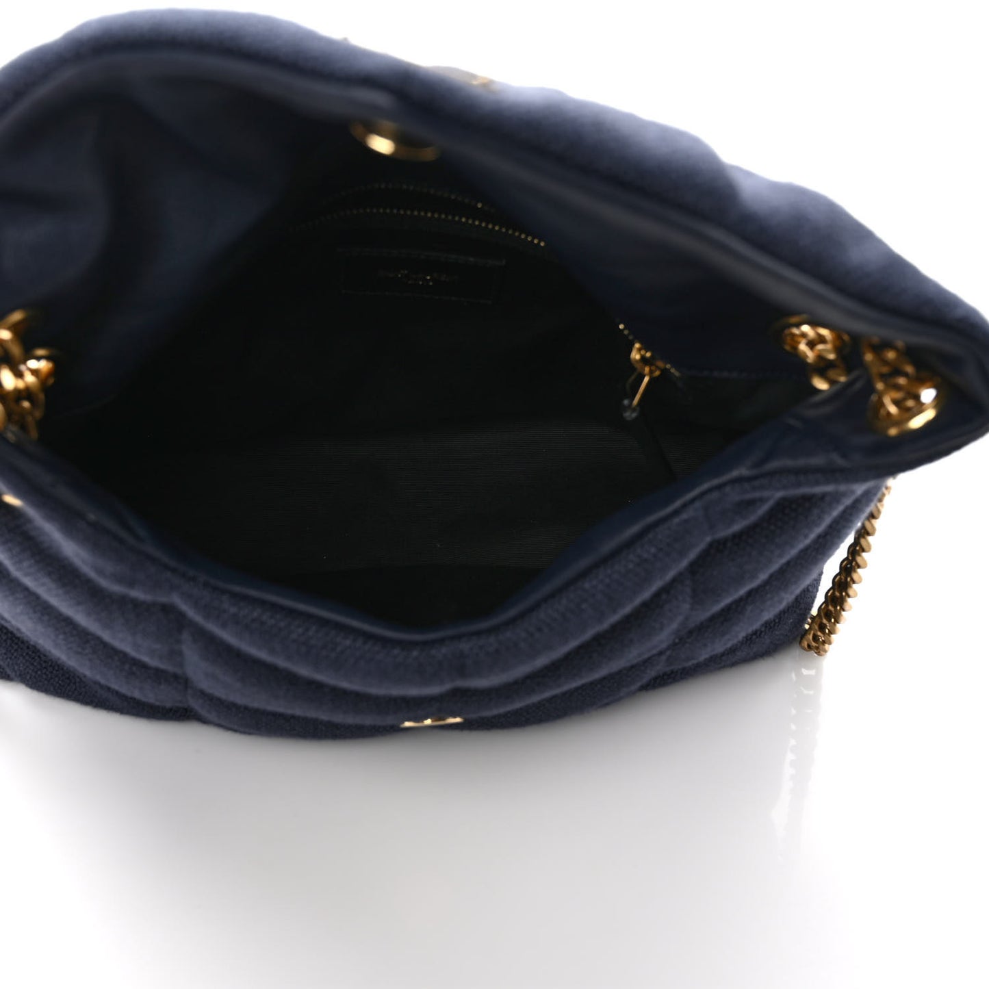 Canvas Quilted Small Loulou Puffer Monogram Chain Satchel Deep Marine