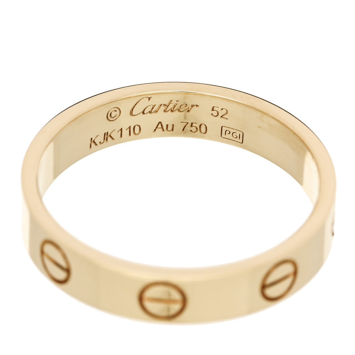 18K Yellow Gold 3.5mm LOVE Wedding Band Ring 52 6