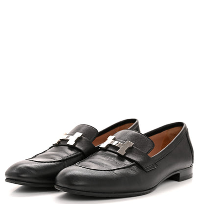 Hermes Goatskin Womens Paris Loafers 37 Black 4 of 10
