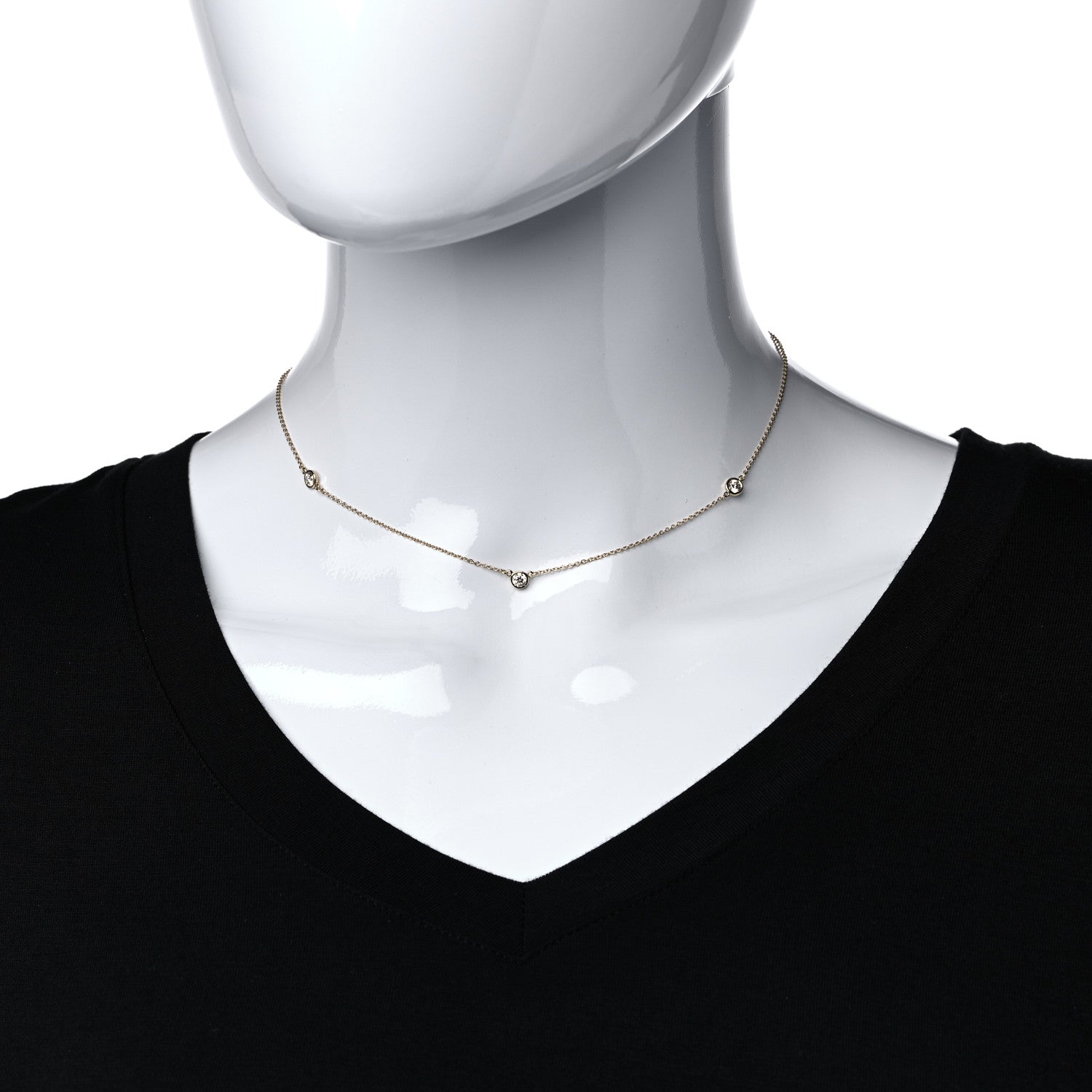 Tiffany 18K Yellow Gold Elsa Peretti Diamonds by the Yard 3 Station Necklace 2 of 6