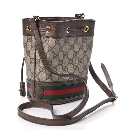 Gucci GG Supreme Monogram Web Mini Ophidia Bucket Bag Brown 3 of 11