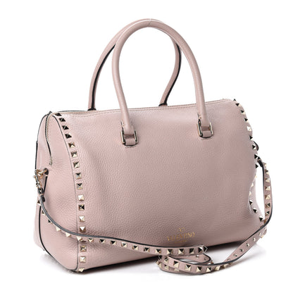 Valentino Garavani Pebbled Calfskin Rockstud Boston Duffle Bag Poudre 3 of 12