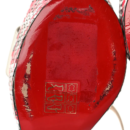 Christian Louboutin Jazz Patent Tresse Belle Tige 160 Platform Sandal 37.5 White Fluo Rose 10 of 11