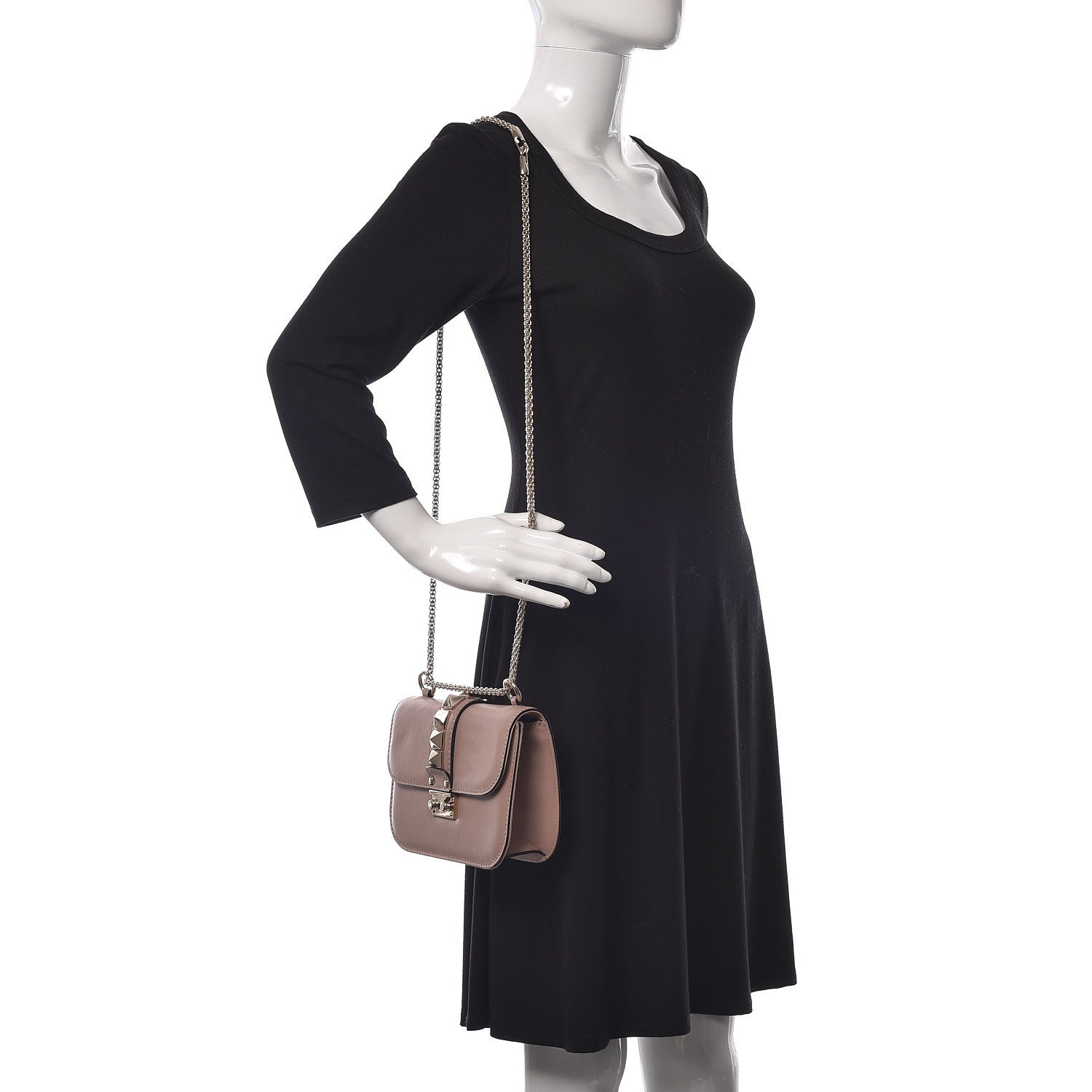 Valentino Garavani Vitello Small Glam Lock Rockstud Flap Poudre 2 of 8