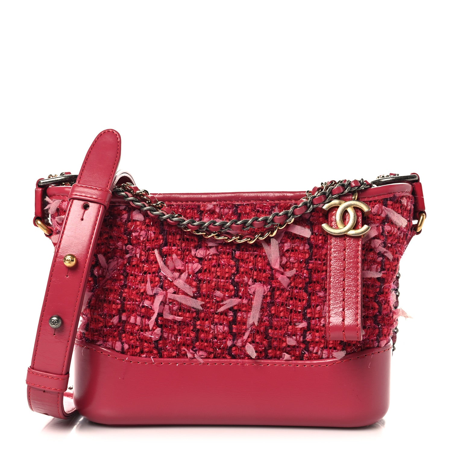 Chanel Tweed Calfskin Small Gabrielle Hobo Pink 1 of 10
