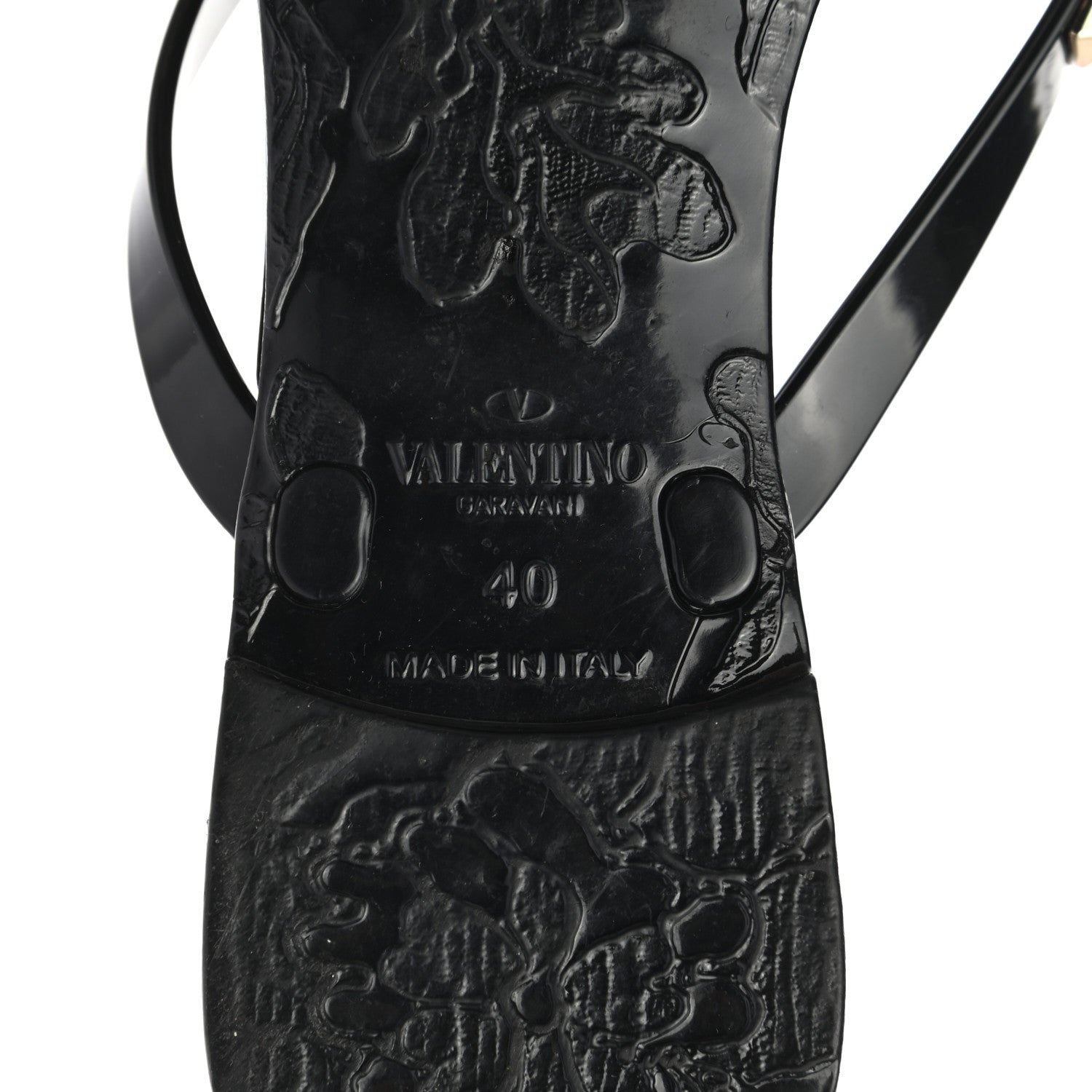 Valentino Garavani PVC Jelly Rockstud Bow Thong Sandals 40 Black 6 of 7