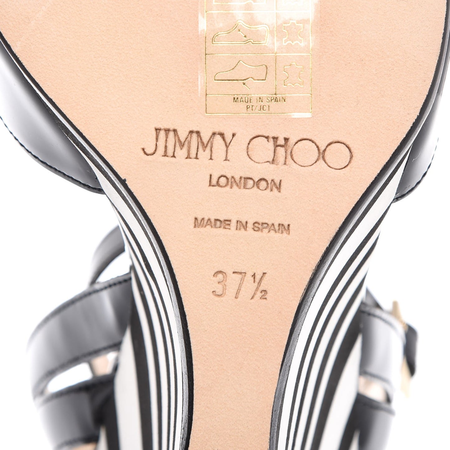 Patent Striped Damon 100 Wedge Sandals 37.5 Black White