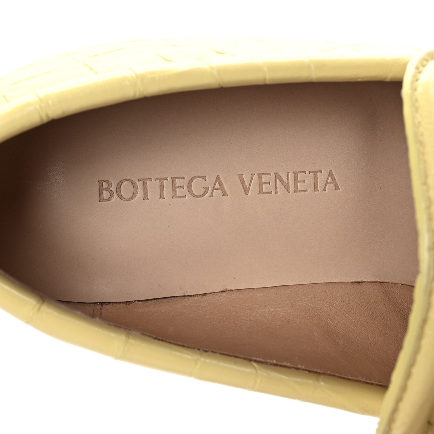 Bottega Veneta Patent Crocodile Embossed Loafers 36 Butter 7 of 7