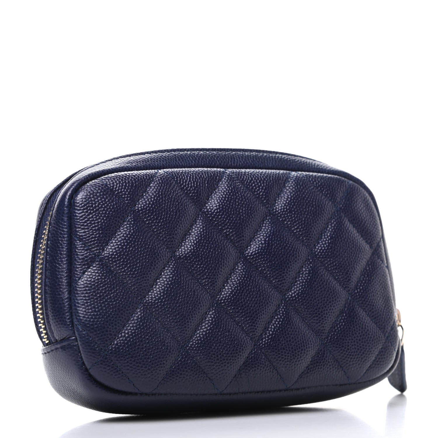 Chanel Caviar Quilted Small Curvy Pouch Cosmetic Case Navy 3 of 10