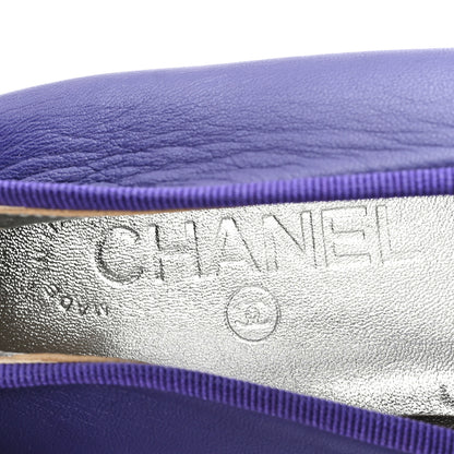 Chanel Lambskin Patent Cap Toe Ballerina Flats 41 Purple Black 8 of 10