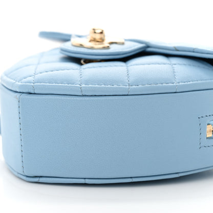 Chanel Lambskin Quilted CC In Love Heart Clutch With Chain Light Blue 10 of 11