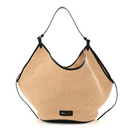 Khaite Raffia Calfskin Medium Lotus Tote Neutral Black 1 of 10