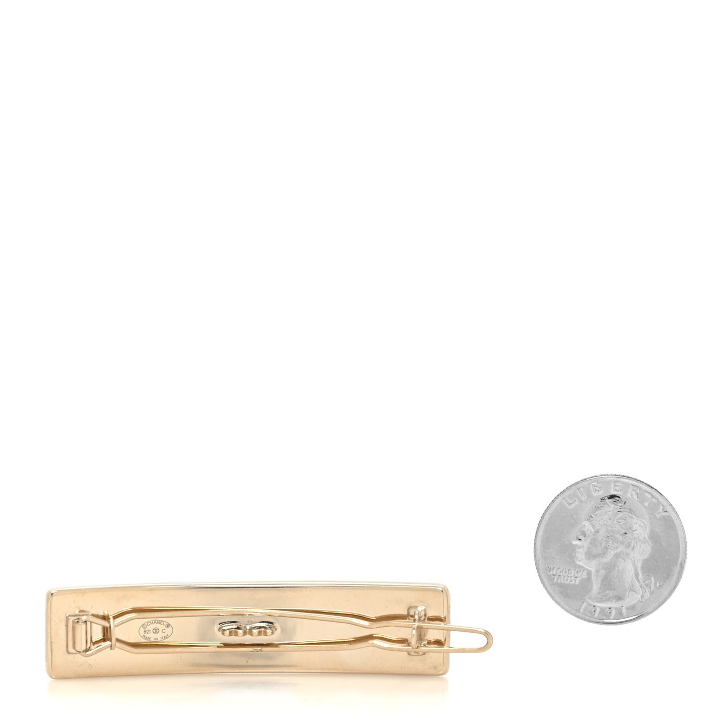Metal Crystal Logo Hair Clip Gold