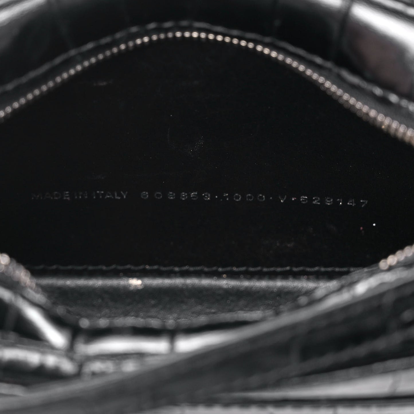 Shiny Calfskin Logo Crocodile Embossed XS Everyday Camera Bag with Handle Black