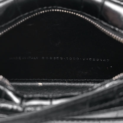 Balenciaga Shiny Calfskin Logo Crocodile Embossed XS Everyday Camera Bag with Handle Black 7 of 17