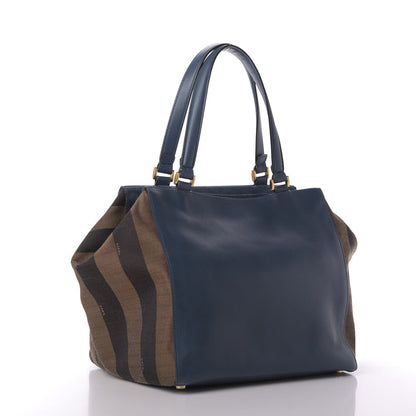 Fendi Pequin Vitello Magnetic Top Satchel Tobacco Petrolio 3 of 9