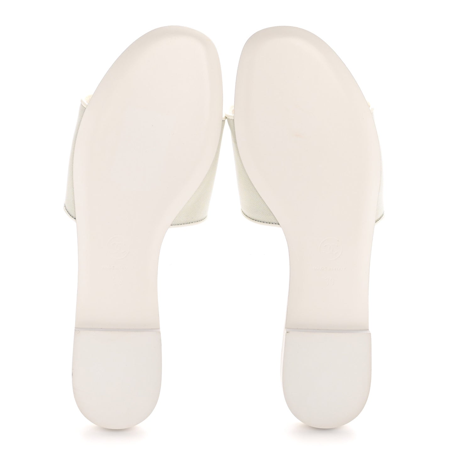 Patent Calfskin CC Mules Sandals 39 White