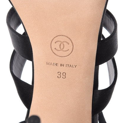Chanel Satin Crystal Snake Sandals 39 Black 10 of 11