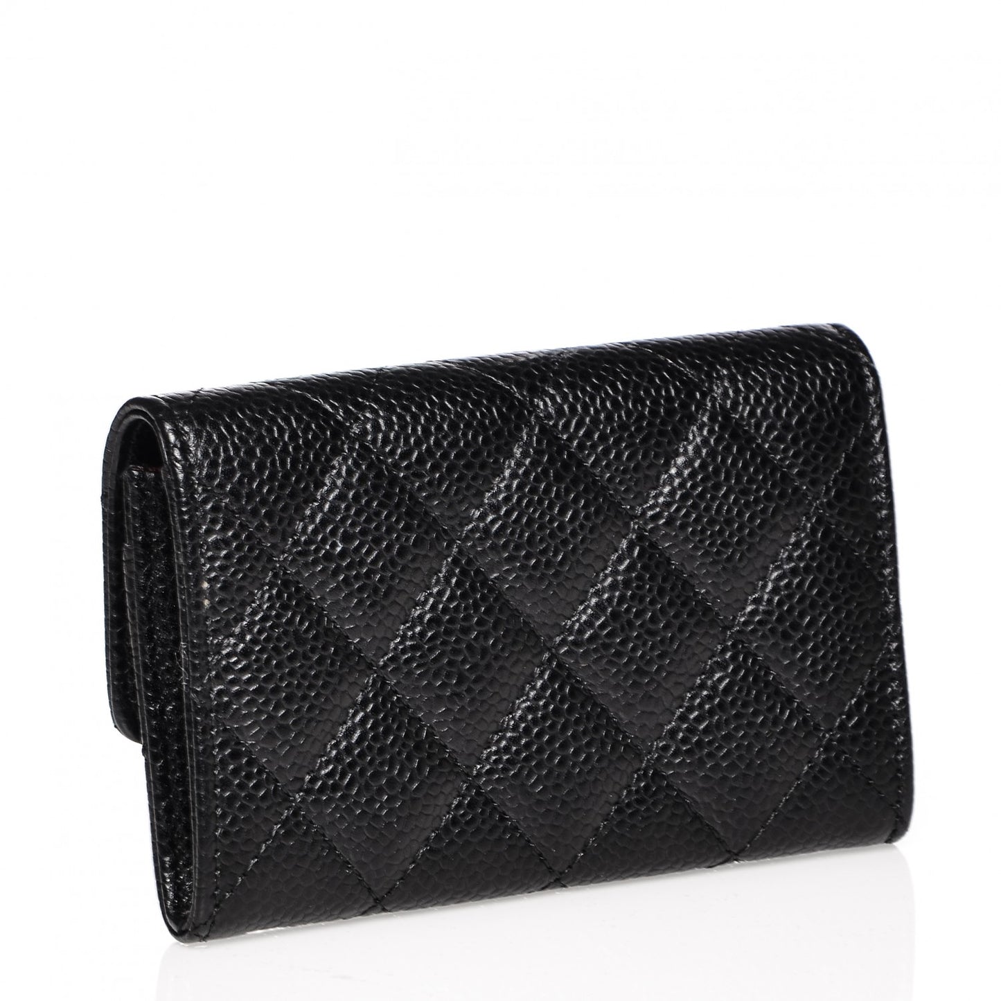 Caviar Quilted Flap Card Holder Black