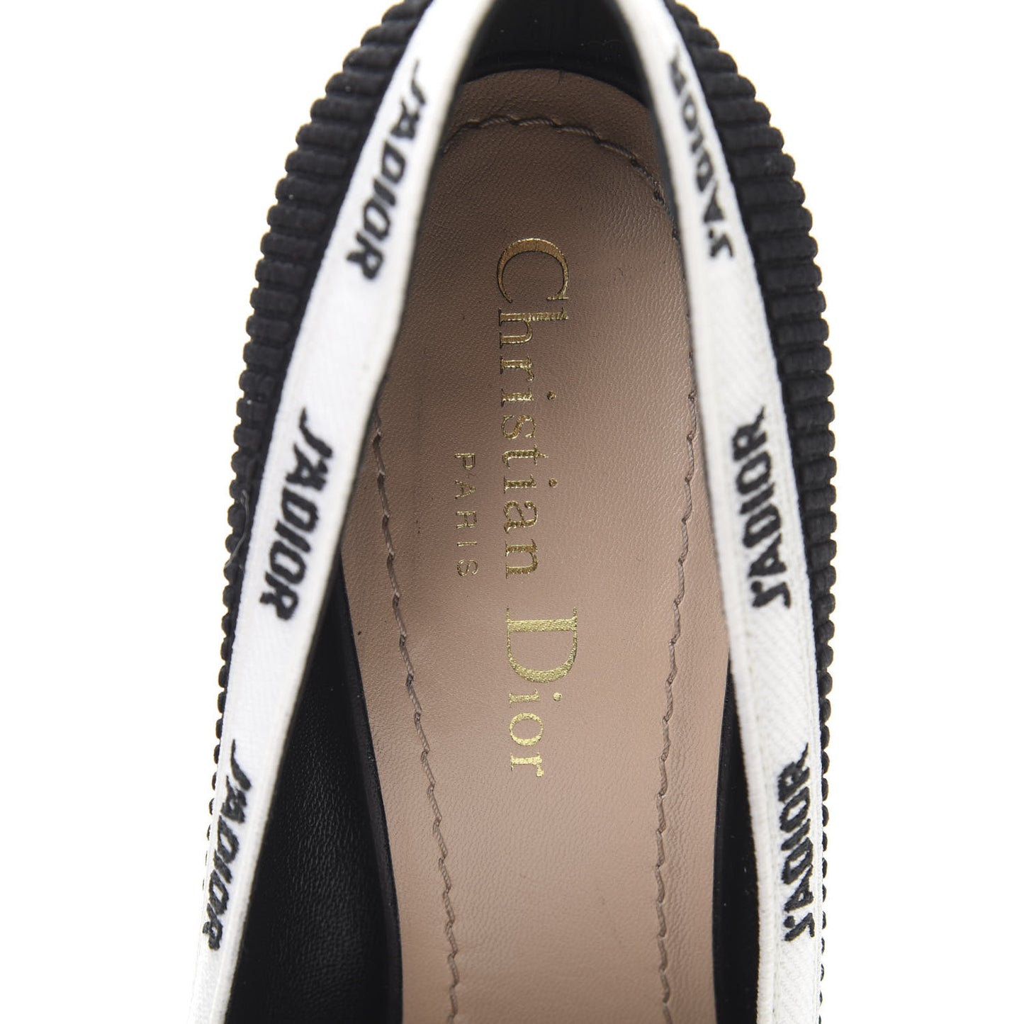 Technical Canvas Ribbon Embroidered J'Adior 100mm Pumps 39 Black
