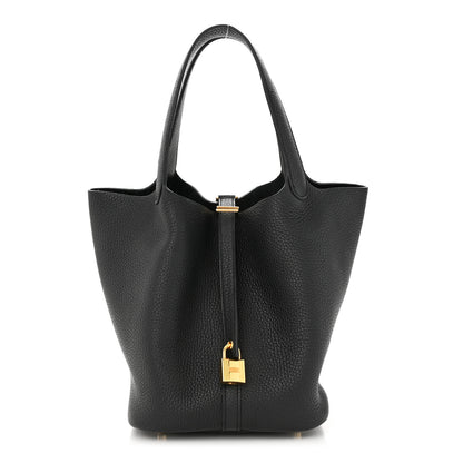 Hermes Taurillon Clemence Picotin Lock 22 MM Black 1 of 11