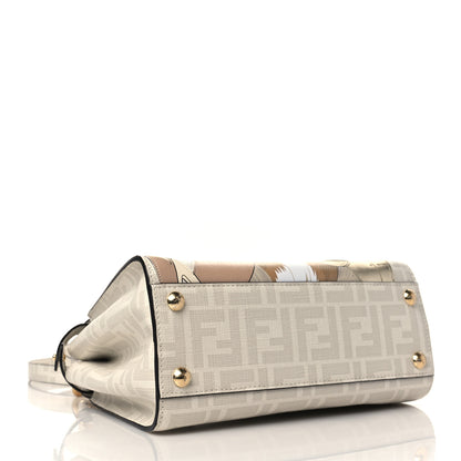 Fendi Glazed Fabric Nappa FF Disco Girls Inlay Mini Peekaboo Iconic Satchel Bianco Perla Multicolor 3 of 6