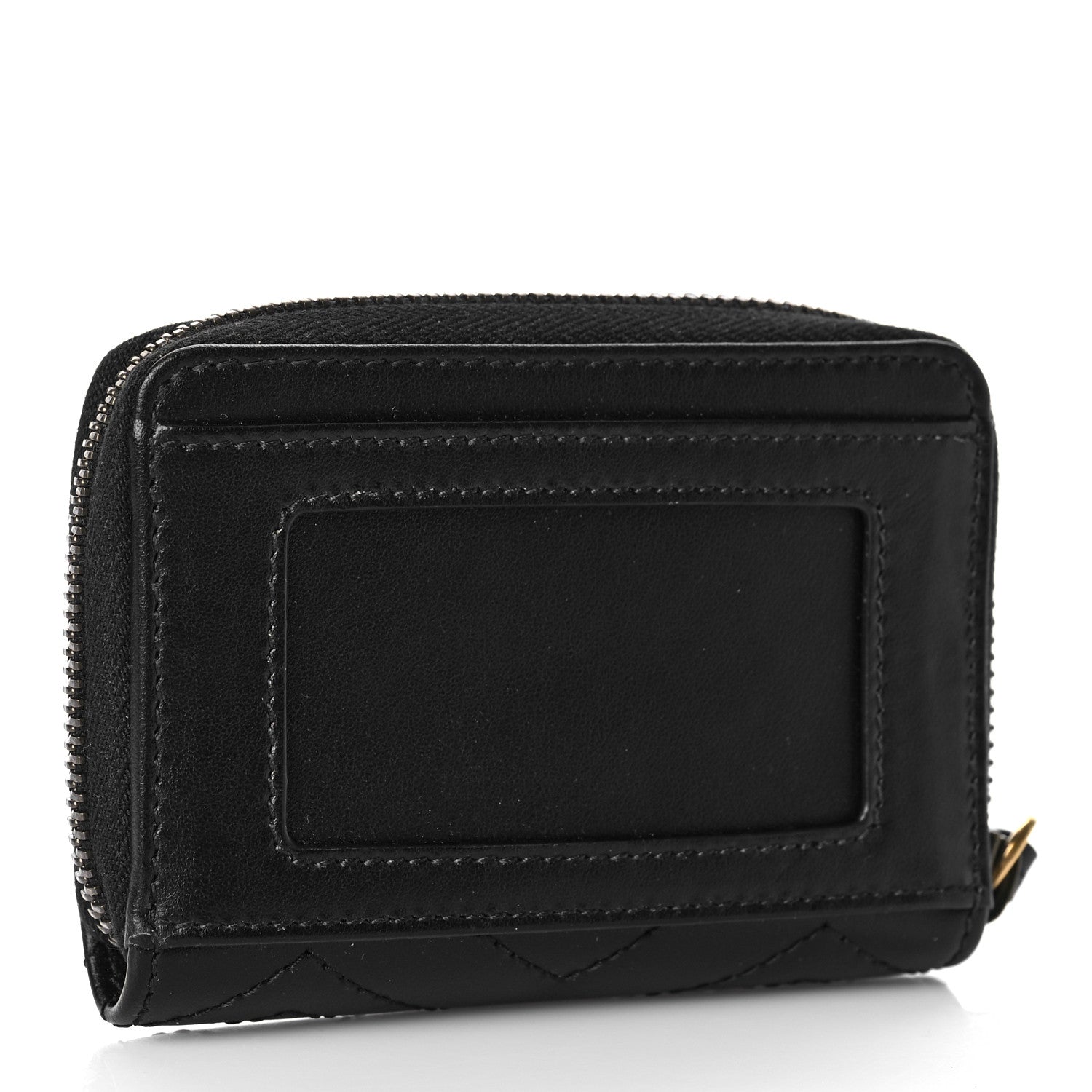 Gucci Calfskin Matelasse GG Marmont Zip Around Card Case Black 3 of 8