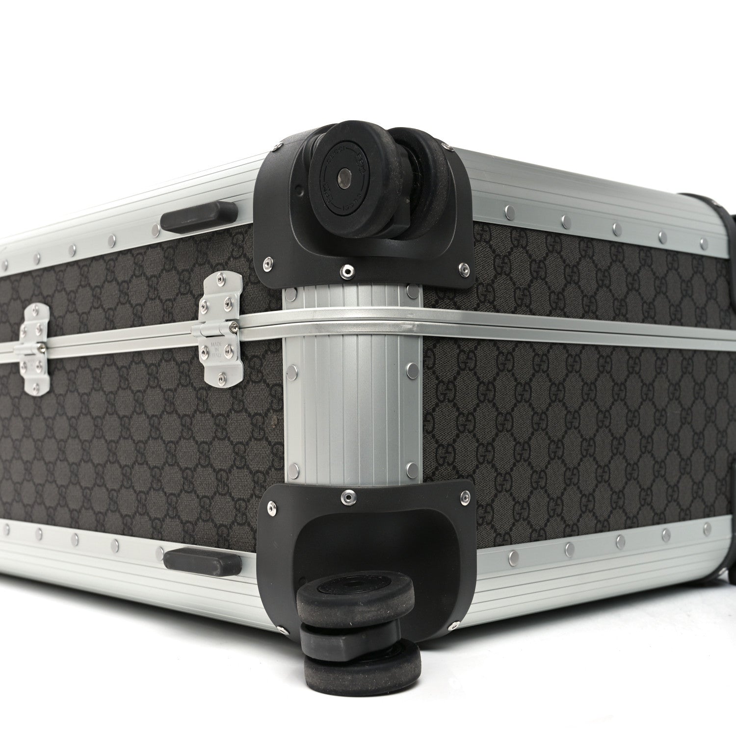 Gucci GG Supreme Monogram Aluminium Porter Medium Trolley Suitcase Silver Grey Black Graphite Grey 7 of 9