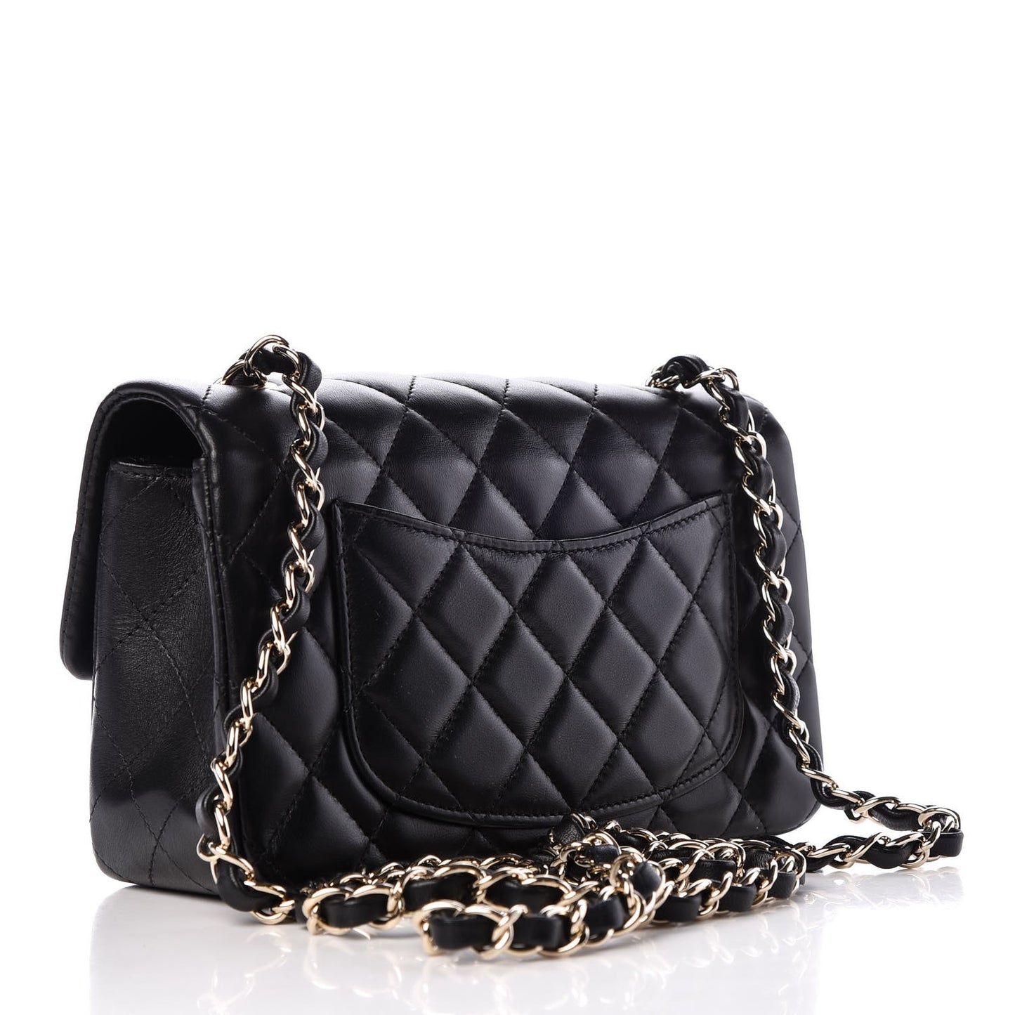 Lambskin Quilted Mini Rectangular Flap Black