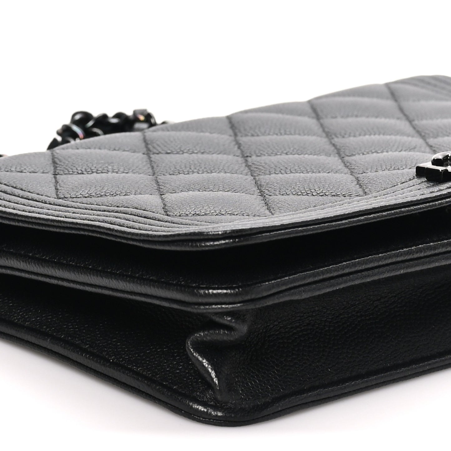 Caviar Quilted Boy Wallet On Chain WOC So Black