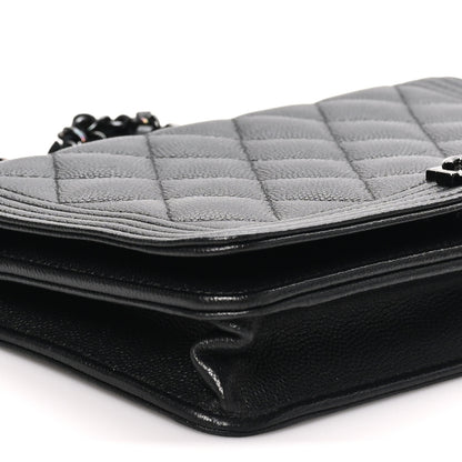 Chanel Caviar Quilted Boy Wallet On Chain WOC So Black 9 of 12