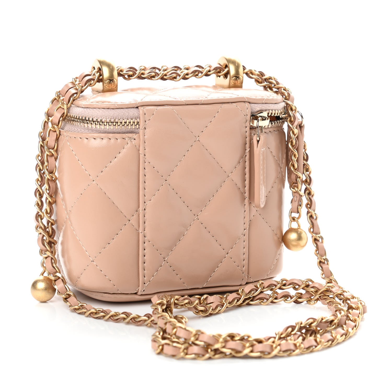 Chanel Calfskin Quilted Mini Perfect Fit Vanity Case With Chain Beige 3 of 11