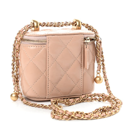 Chanel Calfskin Quilted Mini Perfect Fit Vanity Case With Chain Beige 3 of 11