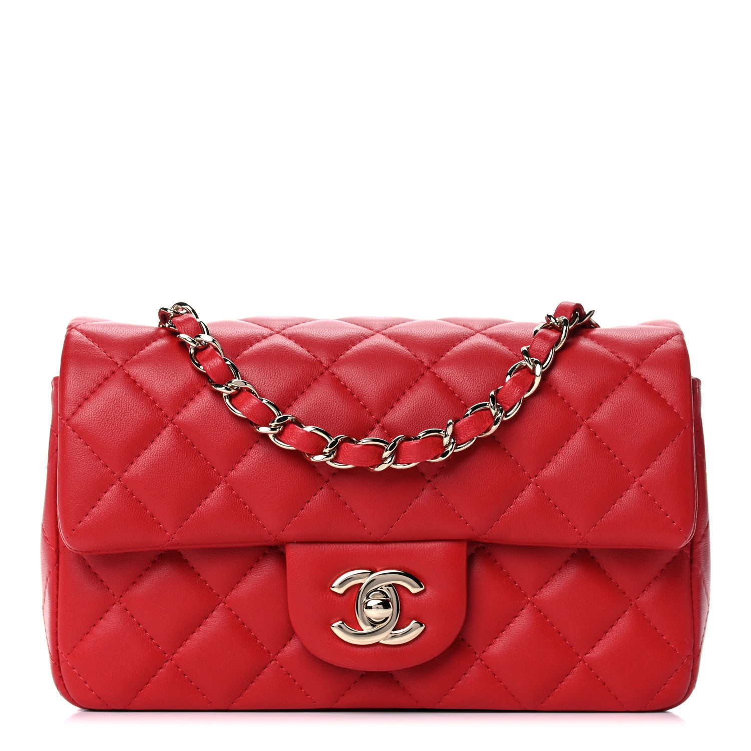 Chanel Lambskin Quilted Mini Rectangular Flap Red 1 of 10