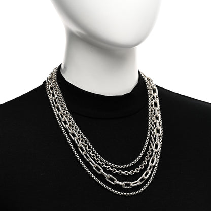 David Yurman Sterling Silver Four Row Mixed Chain Bib Necklace 2 of 4