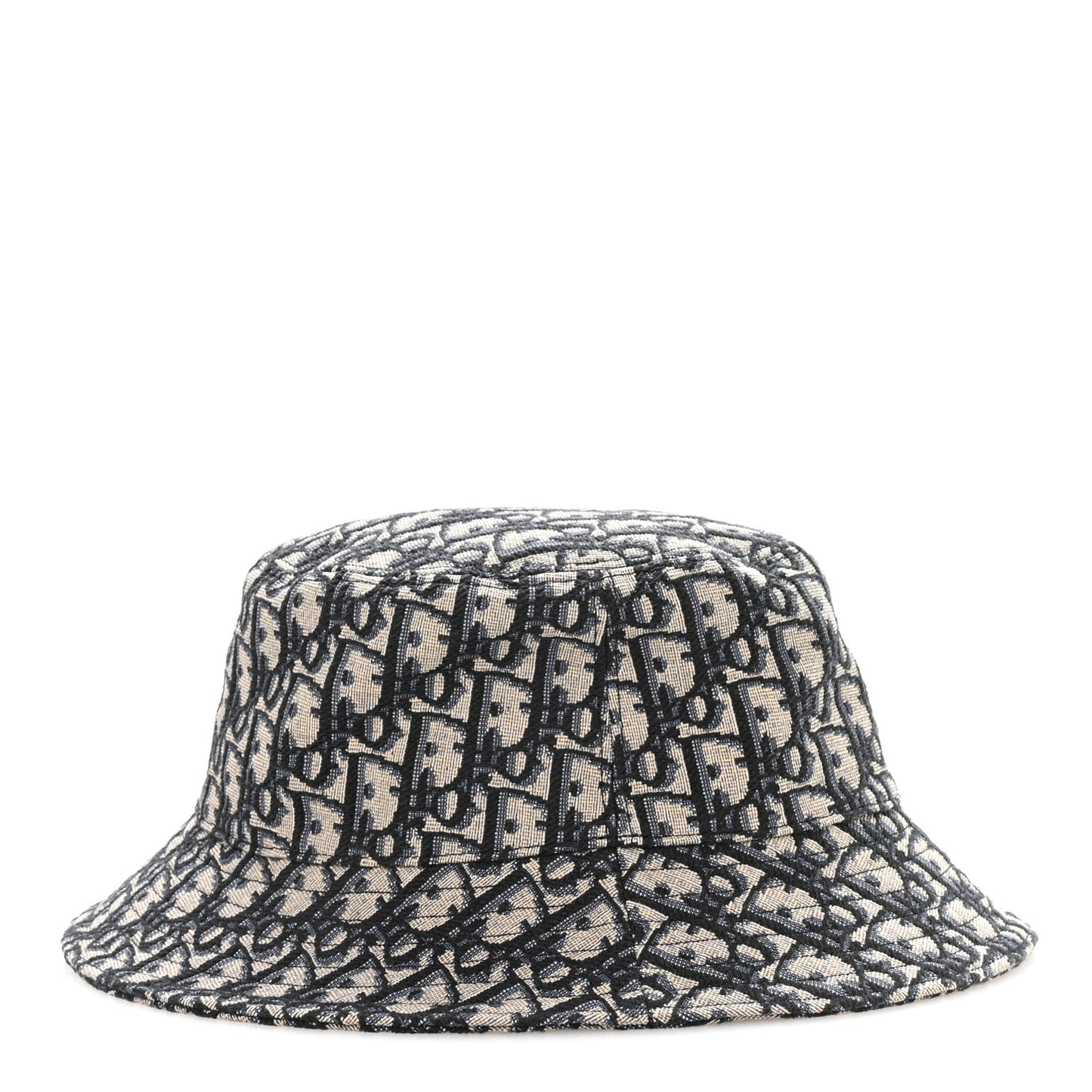 Jacquard Oblique Buckle Bucket Hat 60 Navy Blue Beige