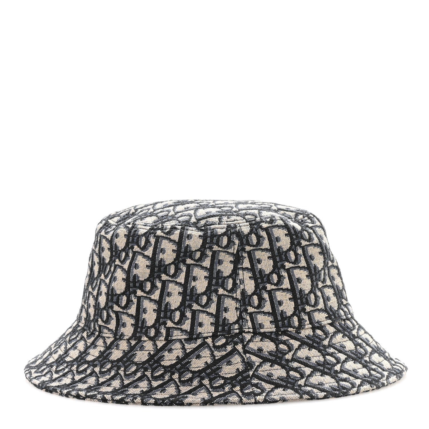 Christian Dior Jacquard Oblique Buckle Bucket Hat 60 Navy Blue Beige 5 of 9