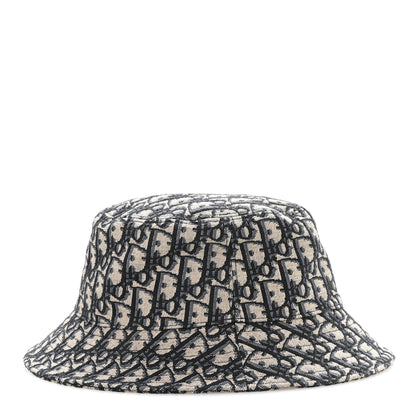 Christian Dior Jacquard Oblique Buckle Bucket Hat 60 Navy Blue Beige 5 of 9