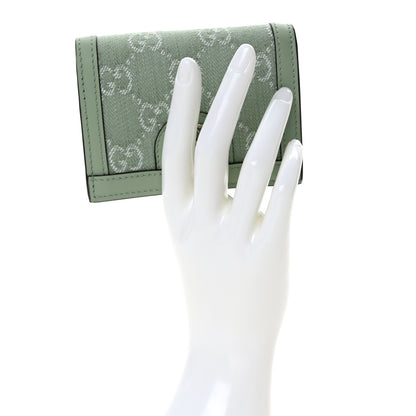 Gucci Denim Monogram Textured Dollar Calfskin Ophidia Card Case Pale Green 2 of 7