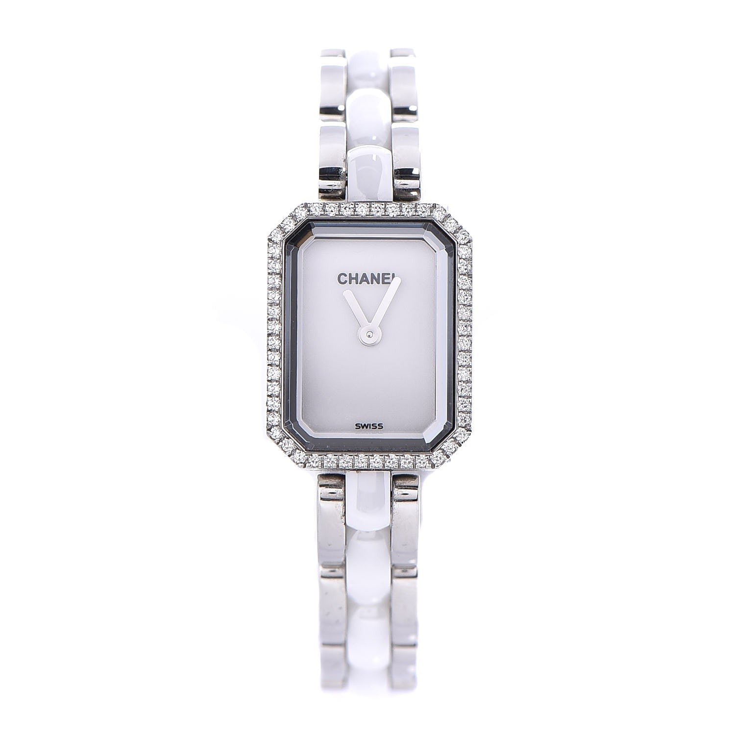 Chanel Stainless Steel Ceramic Diamond Bezel 16mm Chain Premiere Quartz Watch White 1 of 5