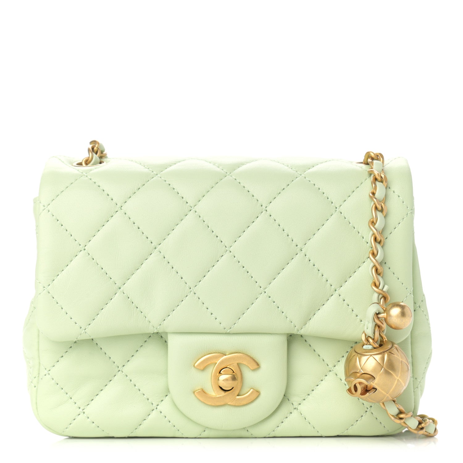 Chanel Lambskin Quilted Mini Pearl Crush Flap Light Green 1 of 9