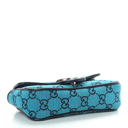Gucci Monogram Multicolor Matelasse Diagonal Super Mini GG Marmont Shoulder Bag Light Blue 4 of 10